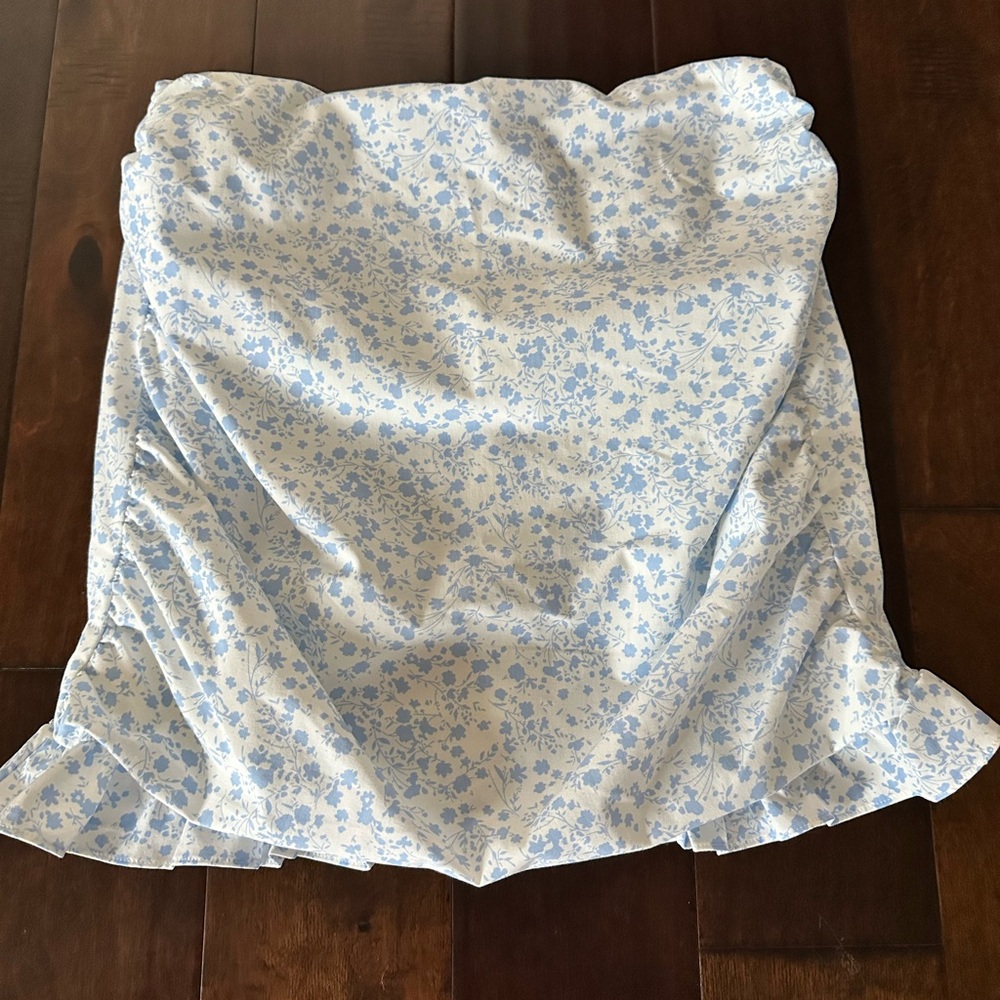 MARBLE Blue Mini Bubble Skirt with Ruched and Ruffled Style for Casual Wear